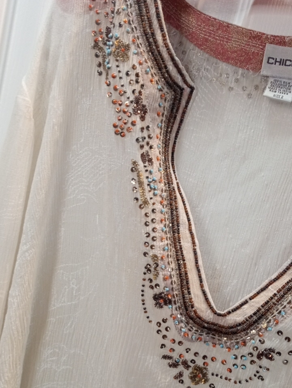 CHICO' EMBELLISHED SILK TUNIC - Picture 5 of 11